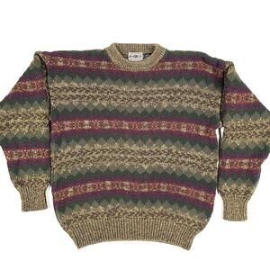 VTG County Seat Jeanswear Knit Sweatshirt Sweater Sz L Hong Kong Fair Isle Aztec
